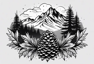 Pinecone transforming to a mountain tattoo idea