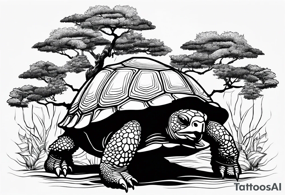 Tortoise with trees tattoo idea