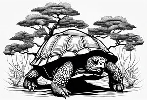 Tortoise with trees tattoo idea