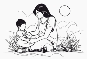 Monn with a child sitting on it tattoo idea