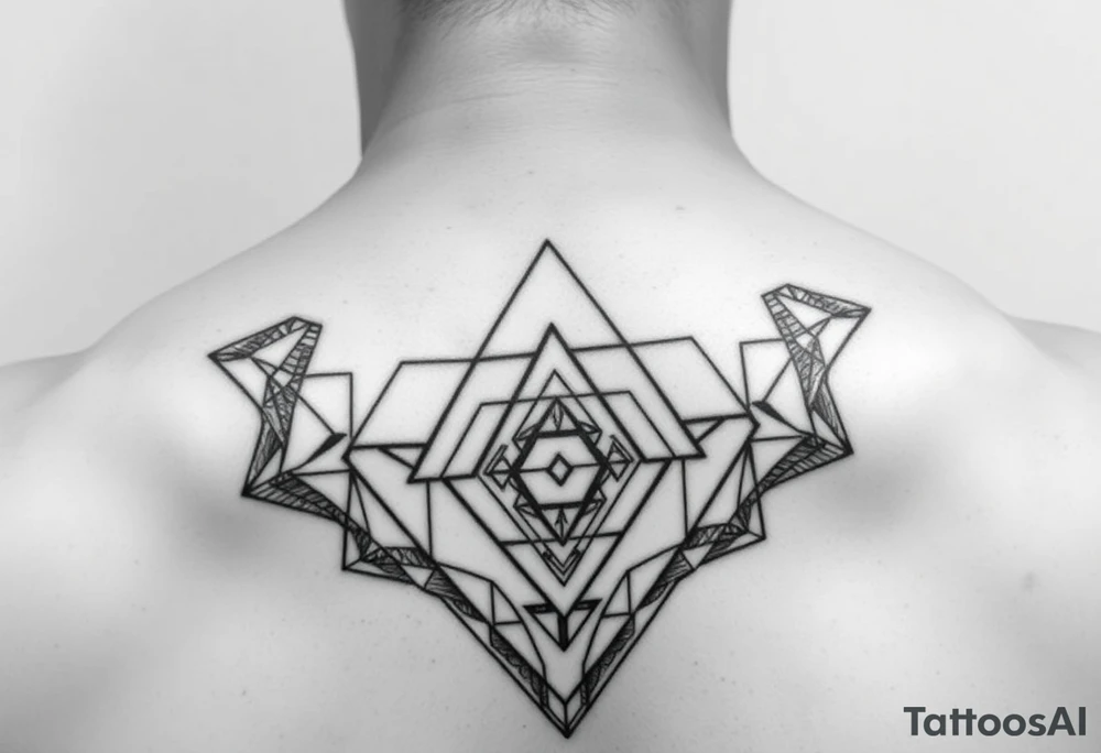 wide geometric throat tattoo with multiple layers tattoo idea