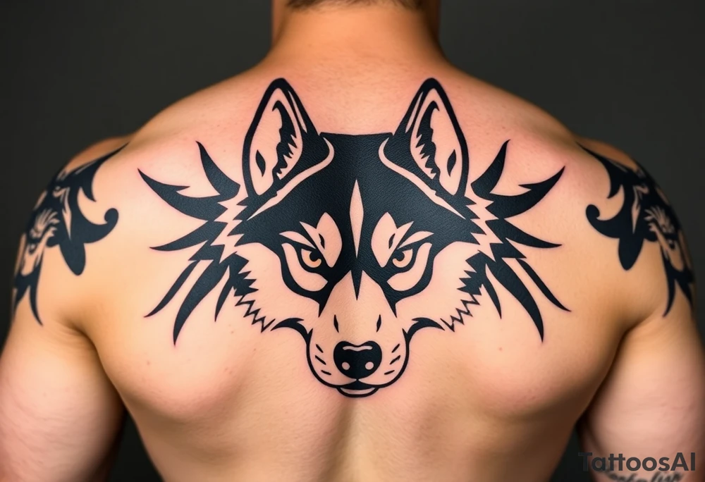 Fierce Siberian husky with piercing eyes staring into your soul tattoo idea