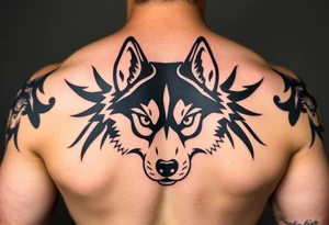 Fierce Siberian husky with piercing eyes staring into your soul tattoo idea
