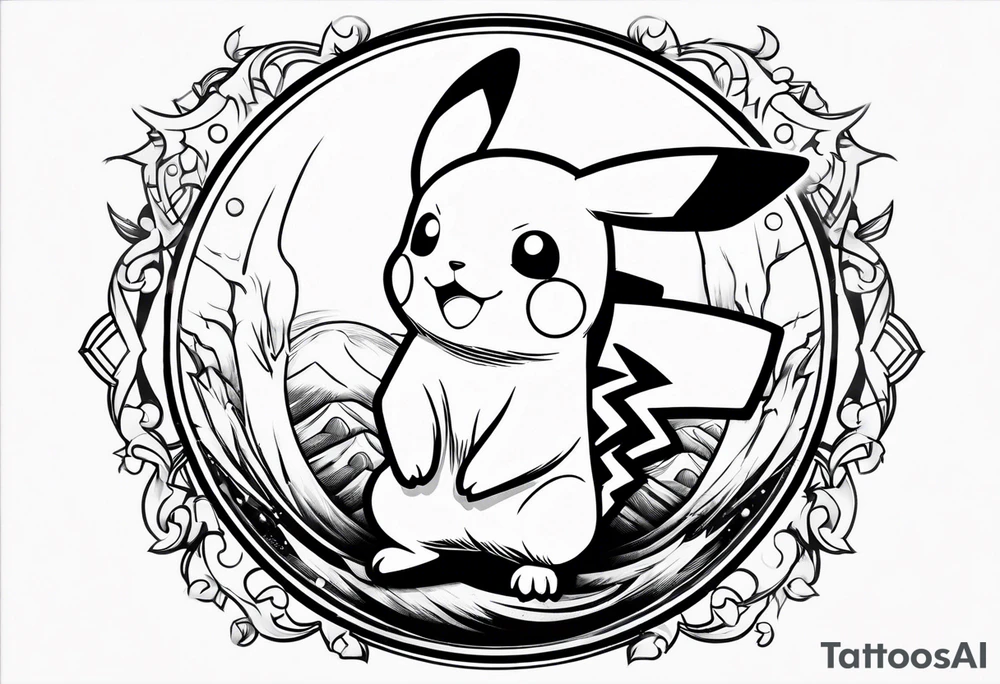 Pikachu in a pokeball tattoo idea