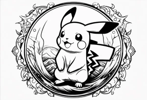 Pikachu in a pokeball tattoo idea