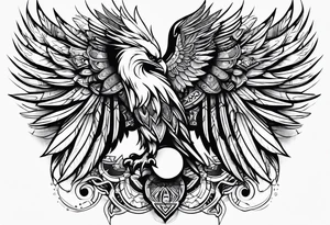 Thigh tattoo of a Powerful women, motherhood, thunderbird, medical, psychology tattoo idea