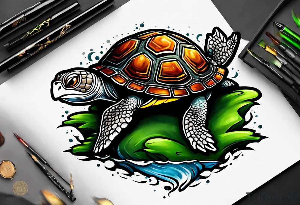 Flying turtle logo for baseball team called “Tri City Turtles” tattoo idea