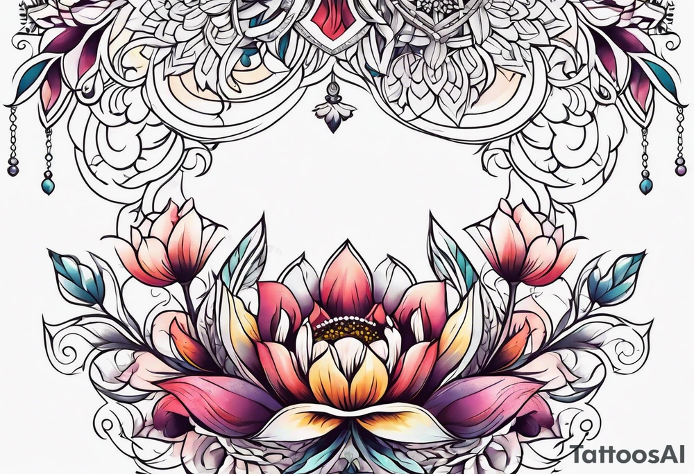 ornaments of flowers tattoo idea
