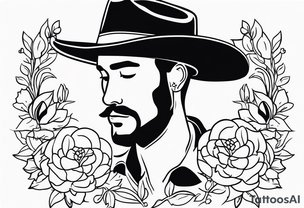 floral cowboy tattoo idea