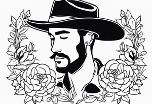 floral cowboy tattoo idea