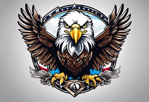 Bald eagle holding a 737 Plane on its feet tattoo idea