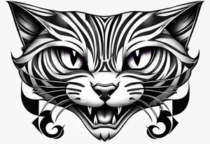 evil twisted cheshire cats mouth and eyes tattoo idea