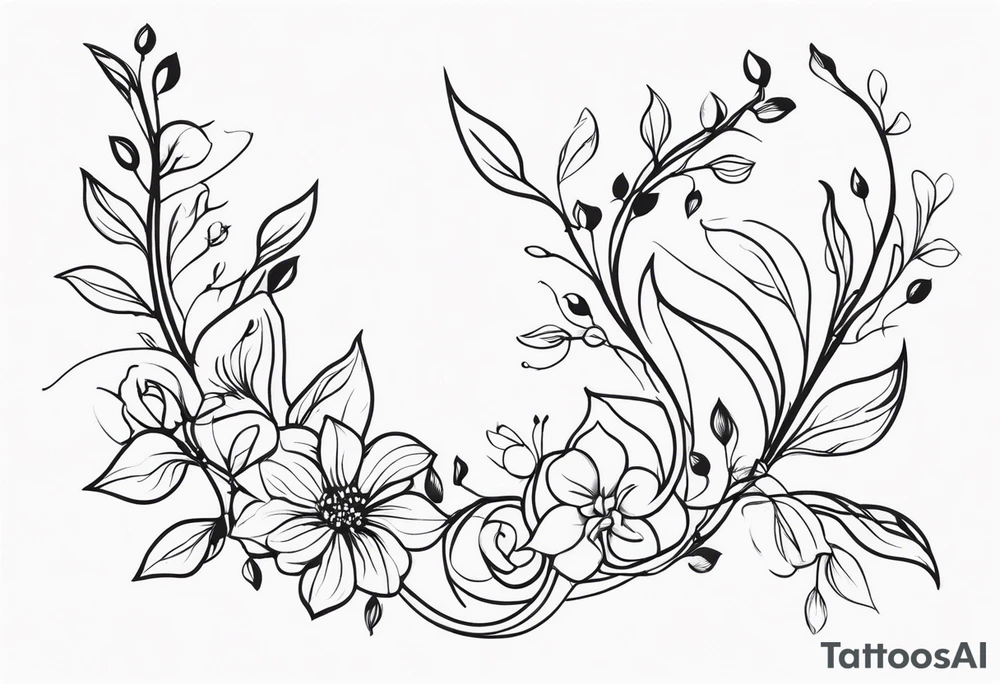 vines of flowers and leaves tattoo idea