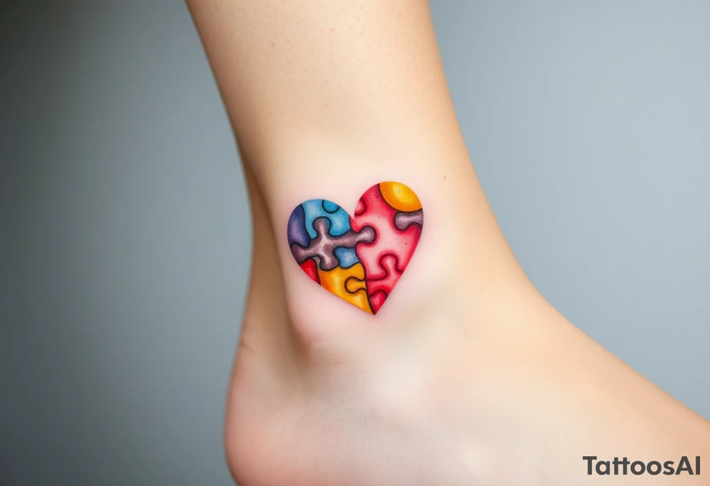autism heart puzzle shape symbol tattoo idea
