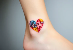 autism heart puzzle shape symbol tattoo idea