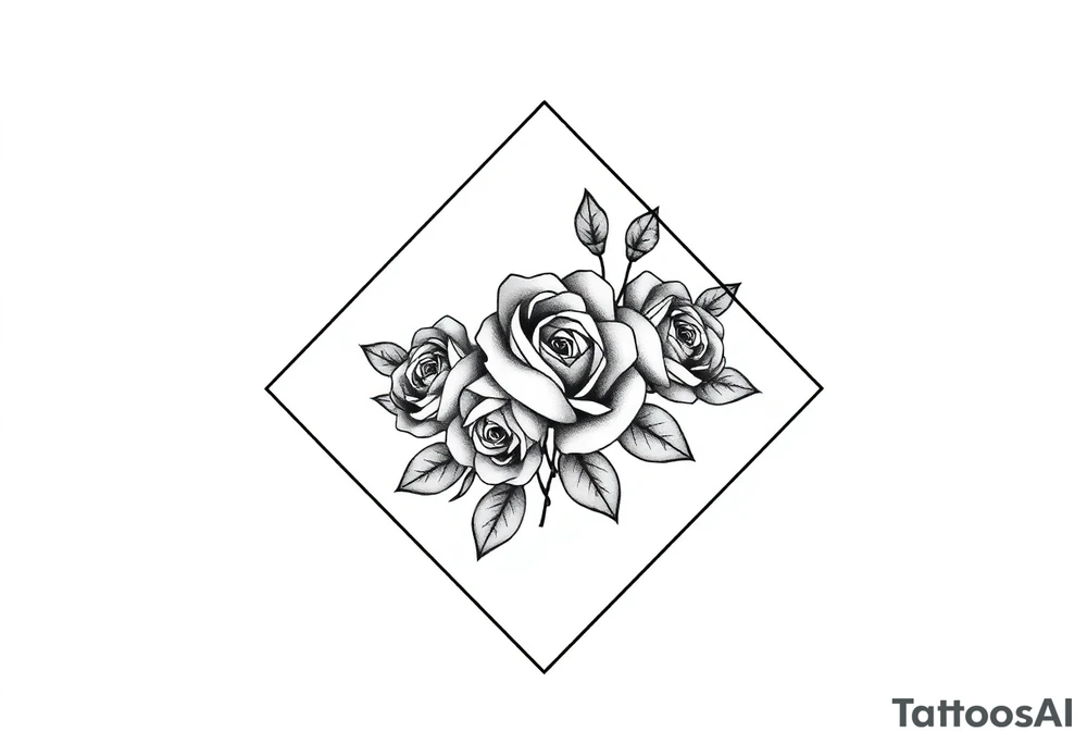 Small Roses filling up the inside of an lateral diamond shape tattoo idea