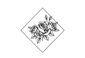 Small Roses filling up the inside of an lateral diamond shape tattoo idea