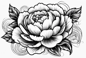 small peony flowers in the waves tattoo idea