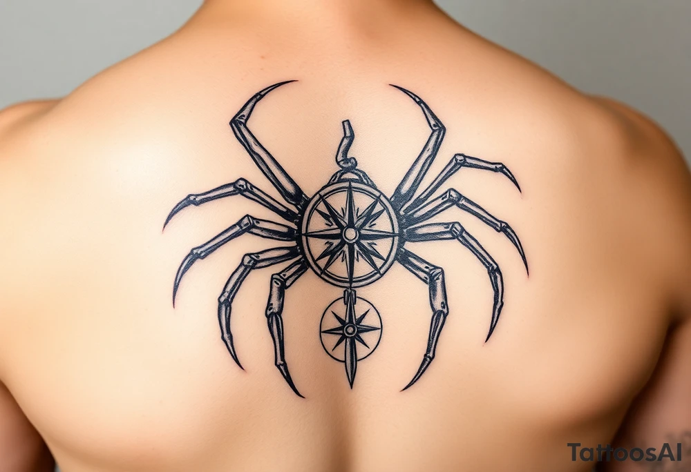 Spider carrying a compass tattoo idea