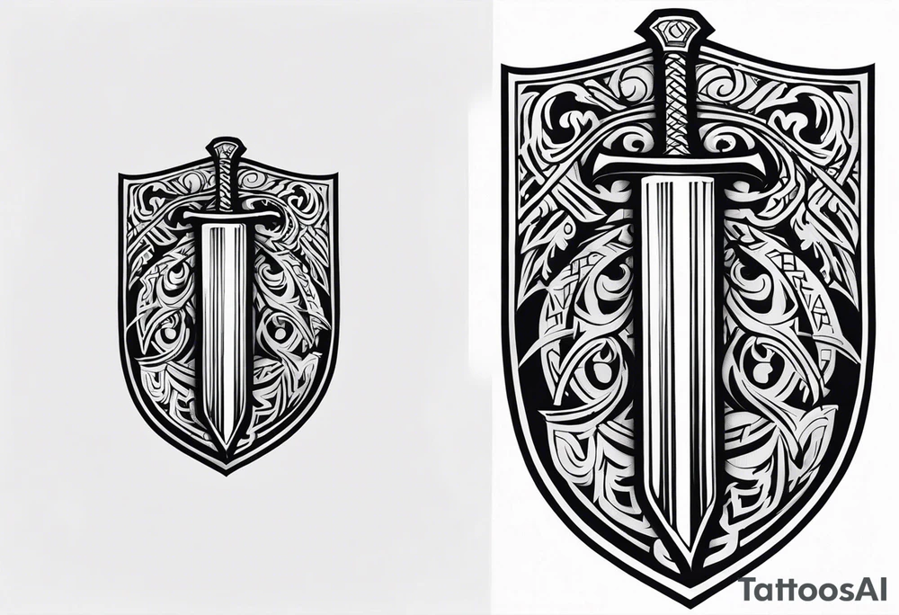 Valhalla viking gods shield hatchet sword tattoo idea