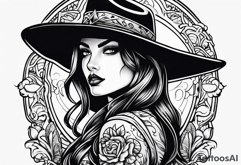 Neotraditional cowgirl tattoo idea