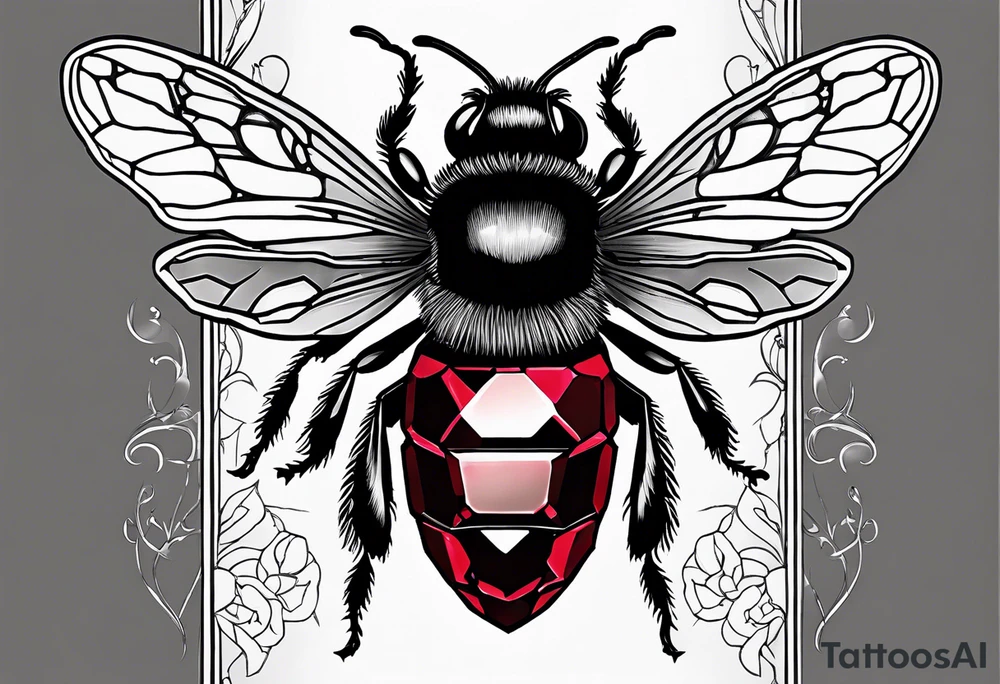 A forearm tattoo of a ruby gemstone and a honey bee tattoo idea A forearm tattoo of a ruby gemstone and a honey bee tattoo idea