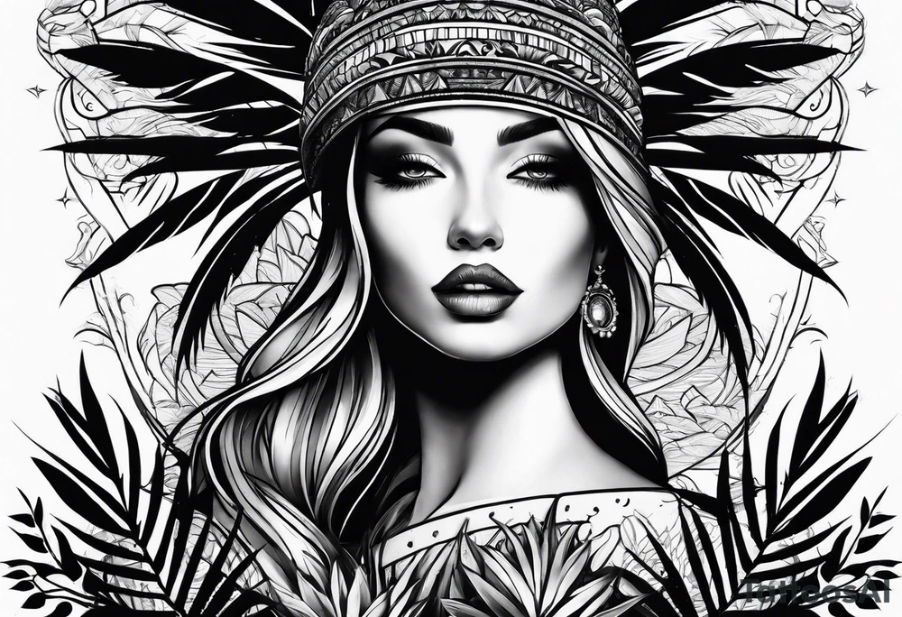 Palm tree arm sleeve tattoo idea