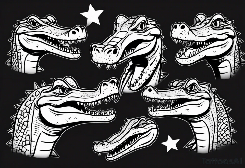cartoon crocodile crying tattoo idea