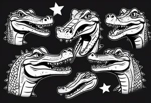 cartoon crocodile crying tattoo idea