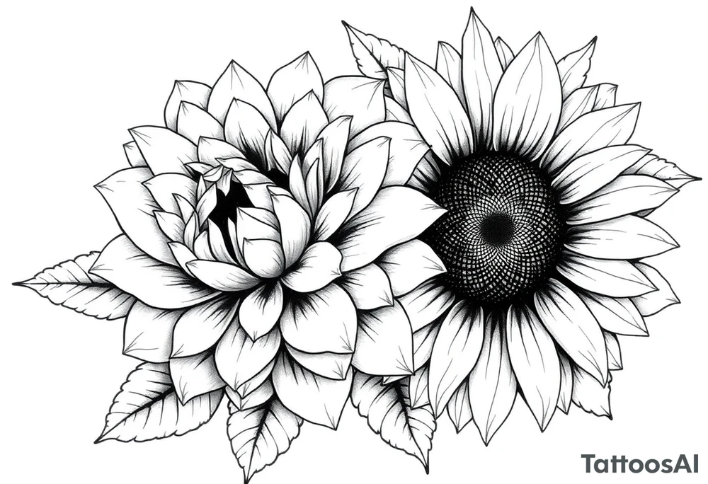 Chrysanthemum White Rose and sunflower tattoo tattoo idea