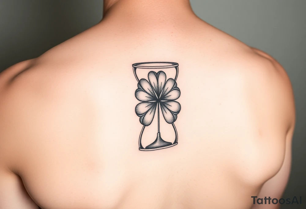 4 leaf clover in a hourglass tattoo idea