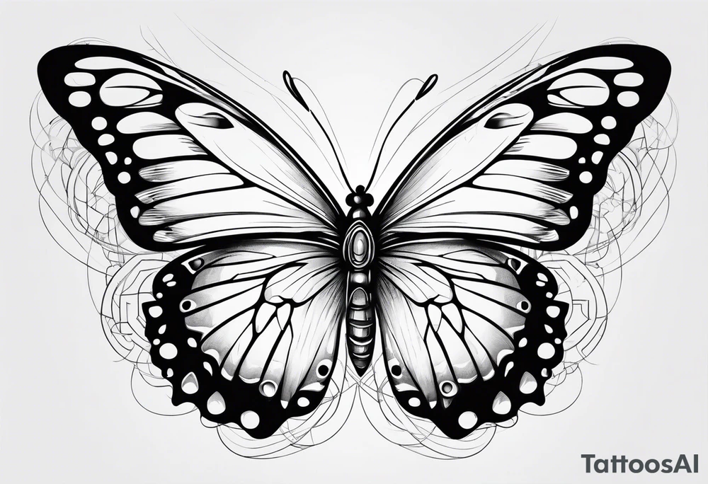 butterfly with the name Alike under it tattoo idea
