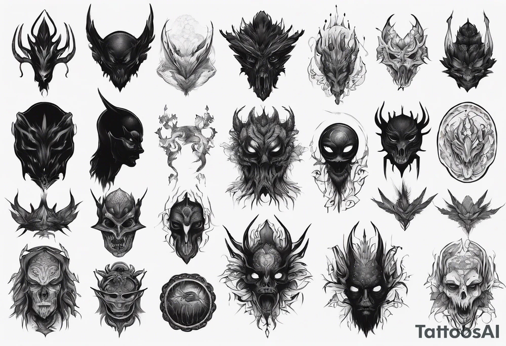 A black faceless shadow creature tattoo idea