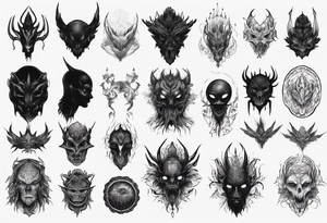 A black faceless shadow creature tattoo idea