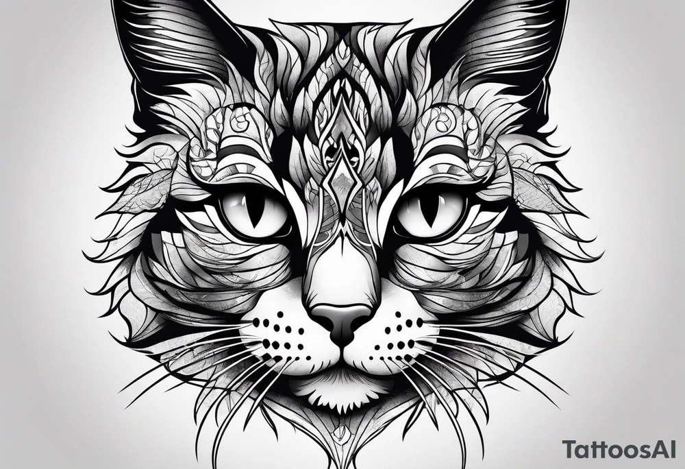 small Cat face, front on tattoo idea