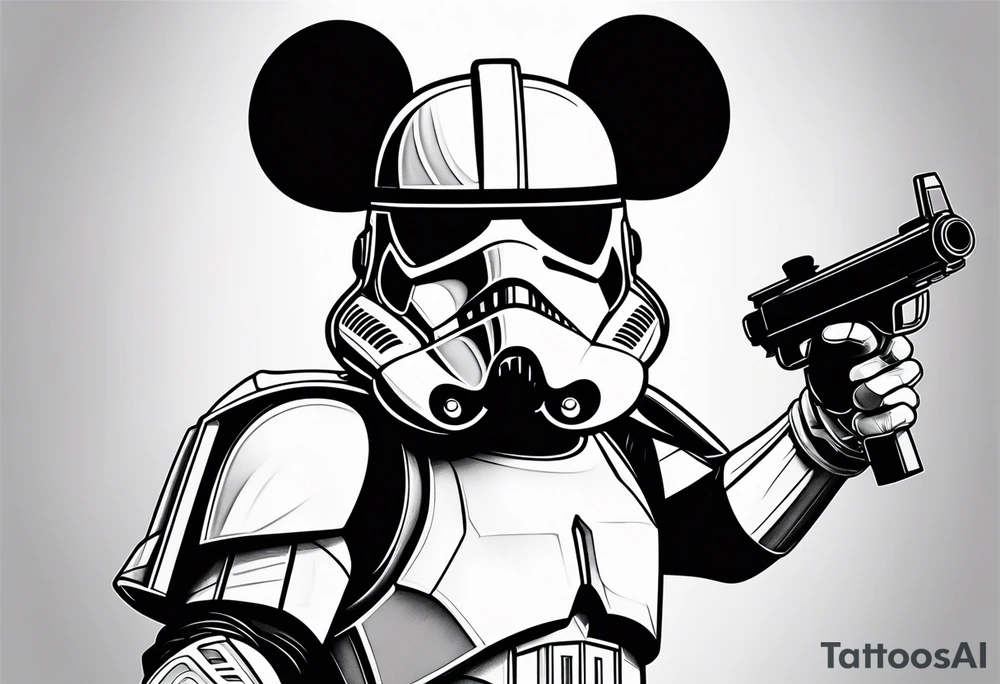 mickey mouse with clone trooper tattoo idea