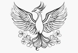 simple outline pheonix with a tail of shamrocks tattoo idea