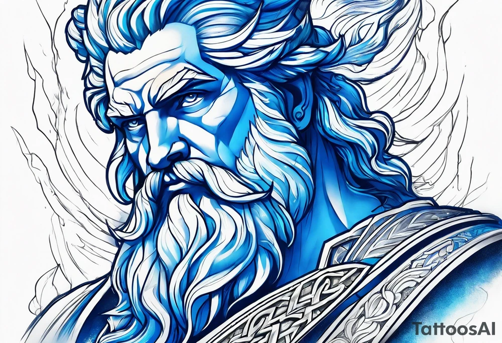 Zeus, blue, lightning tattoo idea