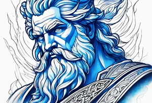 Zeus, blue, lightning tattoo idea