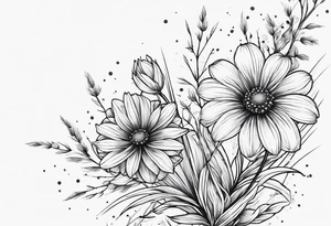 Stars dust flowers grass tattoo idea