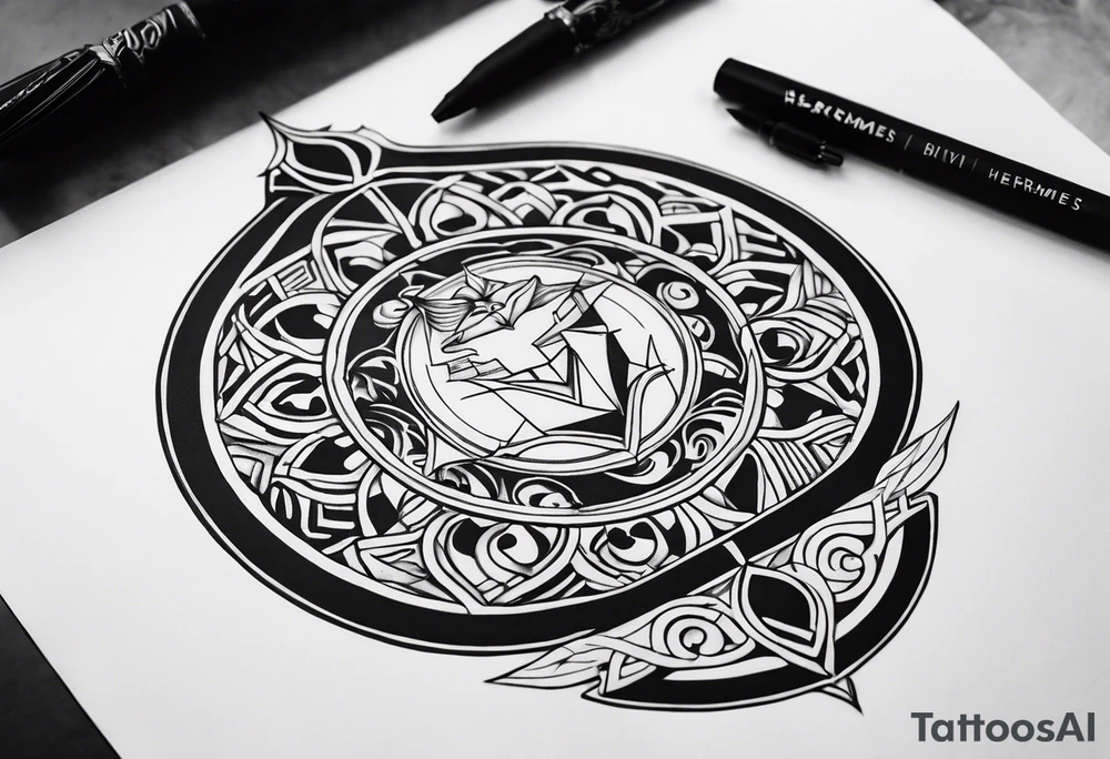 Hermes tattoo black work tattoo idea