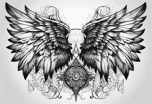 half angel half death wings open tattoo idea
