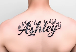 Name
Tattoo: ASHLEY in script flames tattoo idea