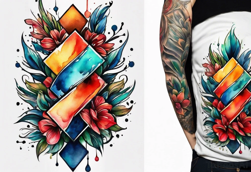 paintbrush cross with watercolor backgound tattoo idea