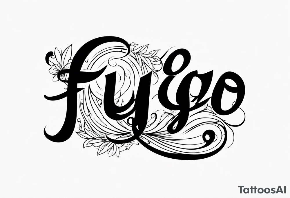 The word “fuego” in cursive inside fire and fades out tattoo idea