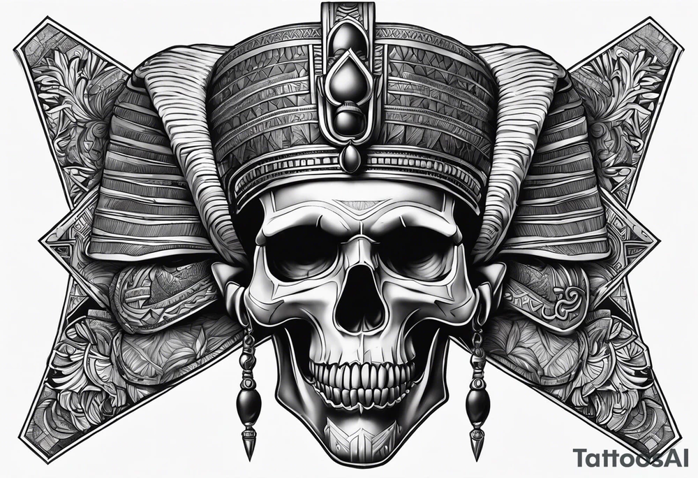 Black pharaoh skull tattoo idea