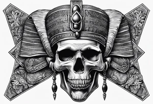 Black pharaoh skull tattoo idea