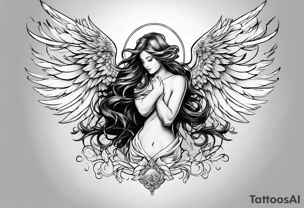 Angel with dominance tattoo idea