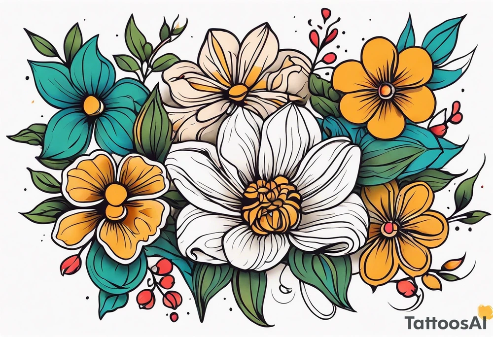 ornaments of flowers tattoo idea