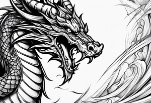 Old school dragon going up tattoo idea
